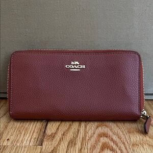 Coach Rust Orange Leather Zip Wallet